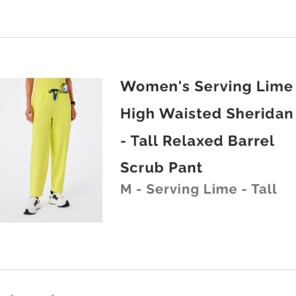 FIGS Sheridan High-Waisted Straight Leg Scrub Pants in Serving Lime